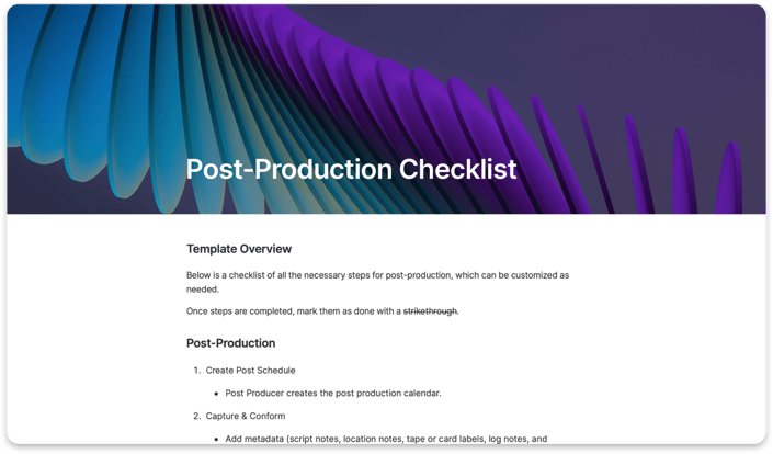 Post-Production Checklist