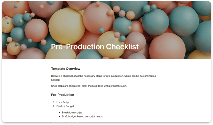 Pre-Production Checklist