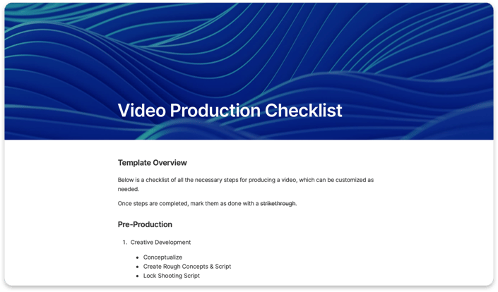 Video Production Checklist