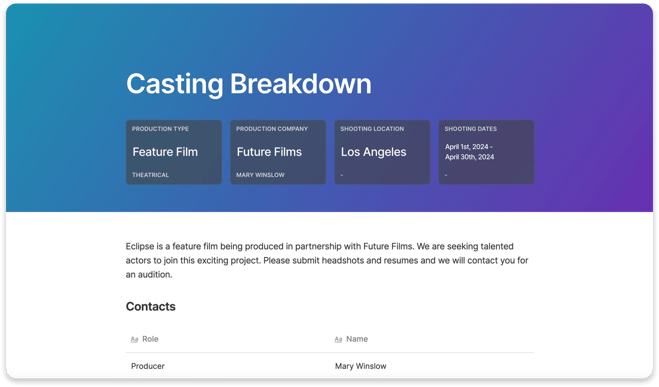 casting breakdown