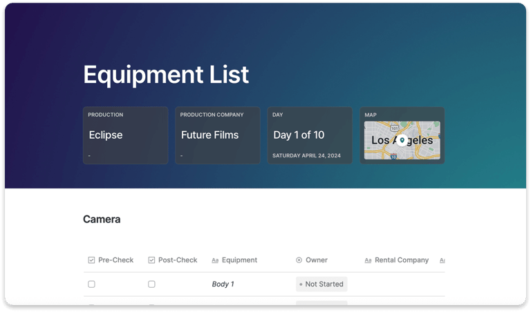 equipment list template