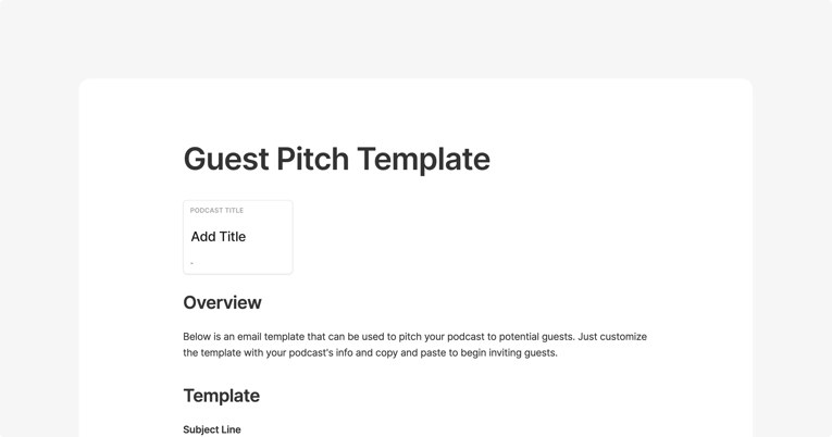 guest pitch template