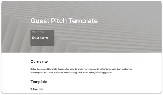 podcast guest pitch template