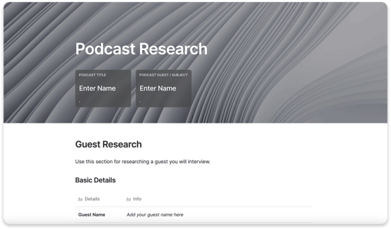 podcast research template