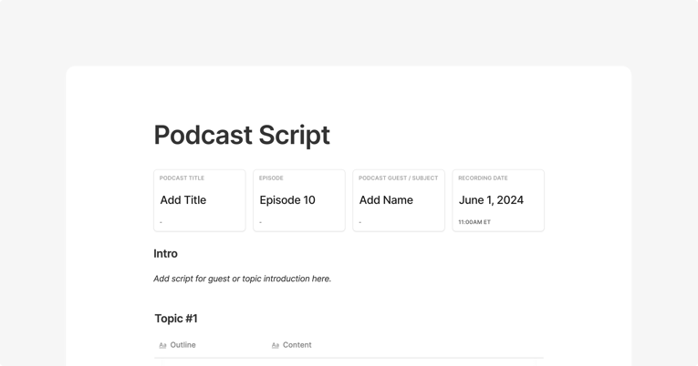 podcast script template