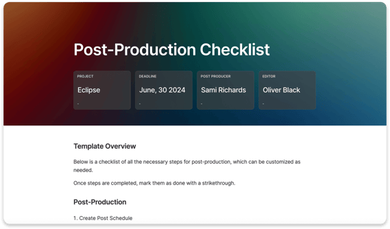 post production checklist
