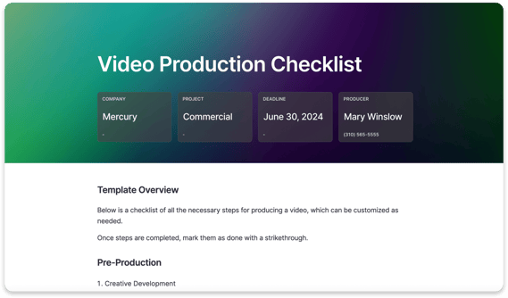 video production checklist
